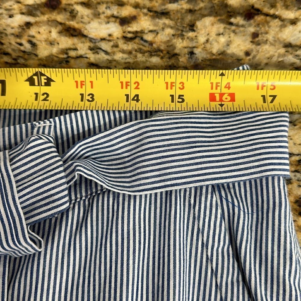 Vineyard Vines Cotton White And Blue Striped Wide Leg Ankle Pants Size 10 - Picture 8 of 10